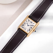 Strap for Cartier Tank Louis (2021-2024) - The Barenia Dark Cognac Brown