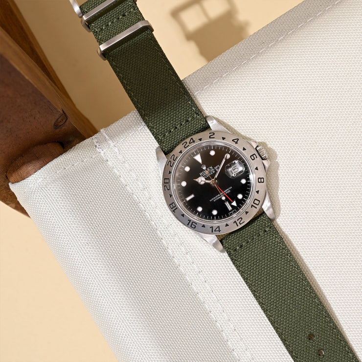 Safari Olive Canvas Watch Strap