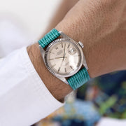 Aqua Boarded Leather Watch Strap