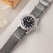 The Mayfair Grey Nato Leather Watch Strap - Jubilee Edition