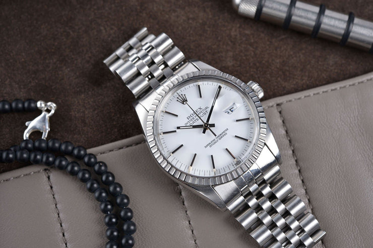 ROLEX 16030 DATEJUST WHITE DIAL BOX & PAPERS