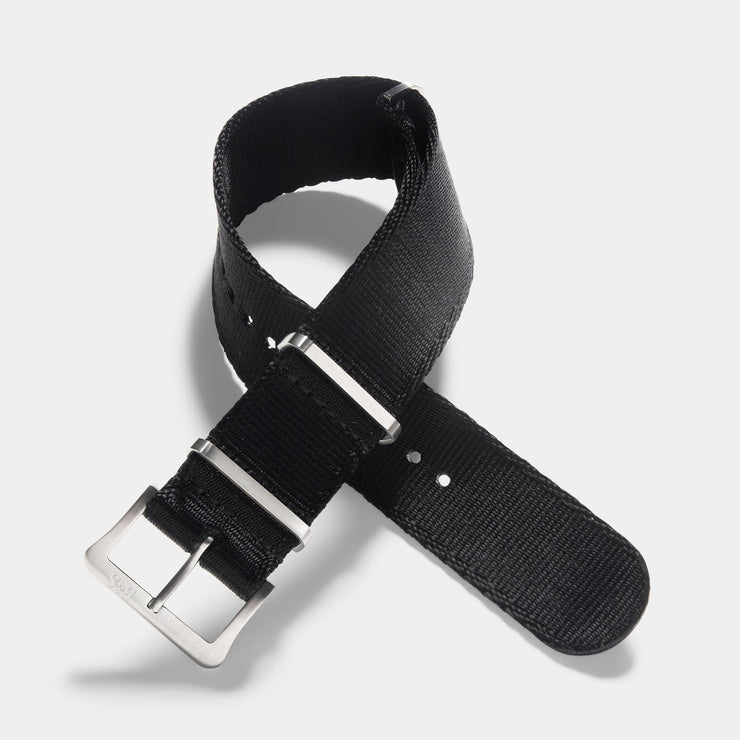 Deluxe Nylon Nato Watch Strap Pure Black