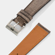 Linen Leather Watch Strap - Elegant Grey