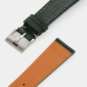 Linen Leather Watch Strap - Elegant Green