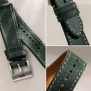 Linen Leather Watch Strap - Elegant Green