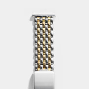 Beads Of Rice Two Tone Straight End Link Steel Watch Bracelet