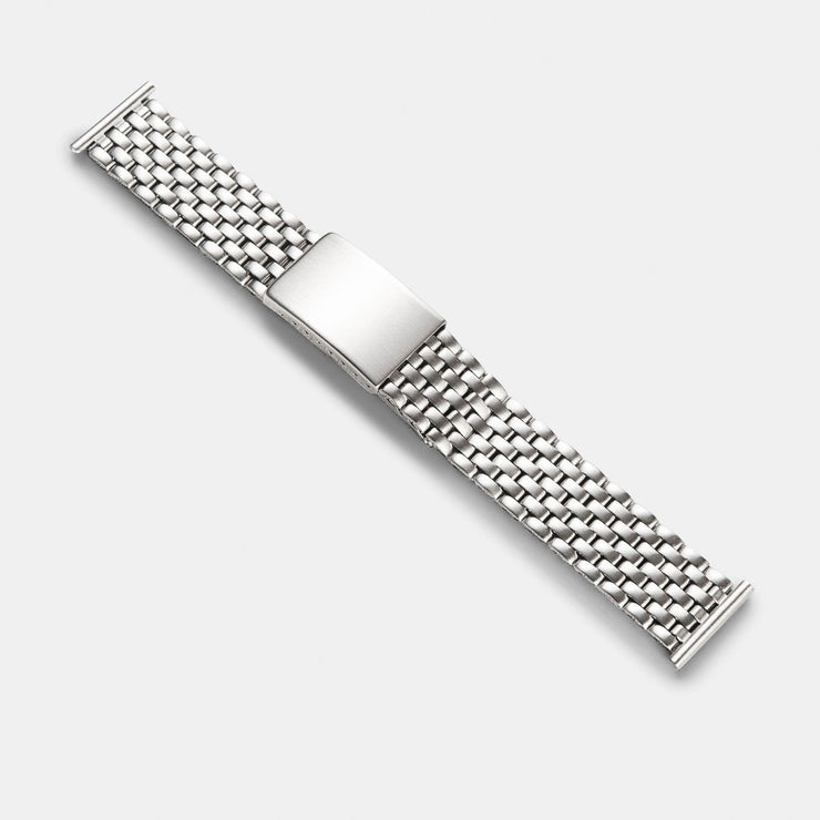 Beads Of Rice Matte Finish Straight End Link Steel Watch Bracelet