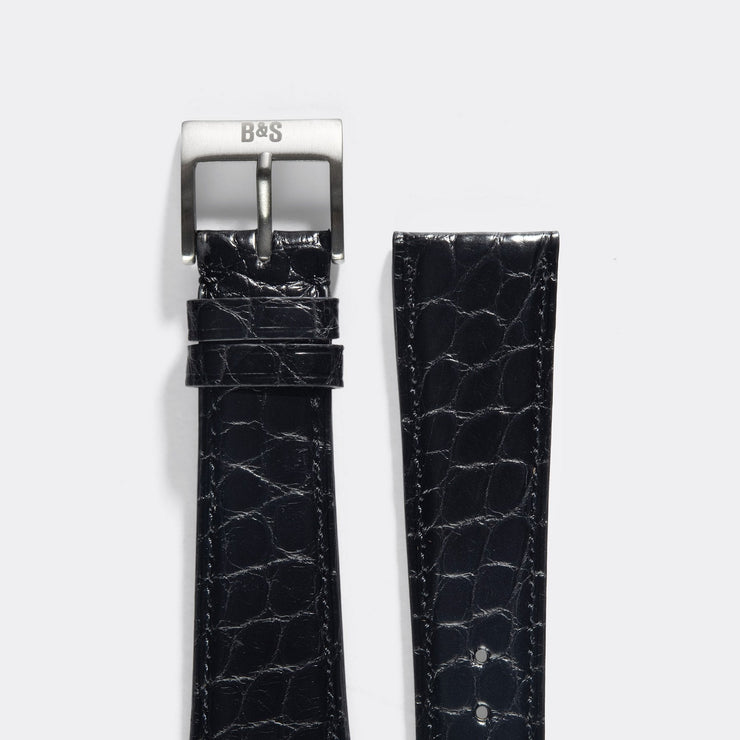 Black Alligator Leather Watch Strap