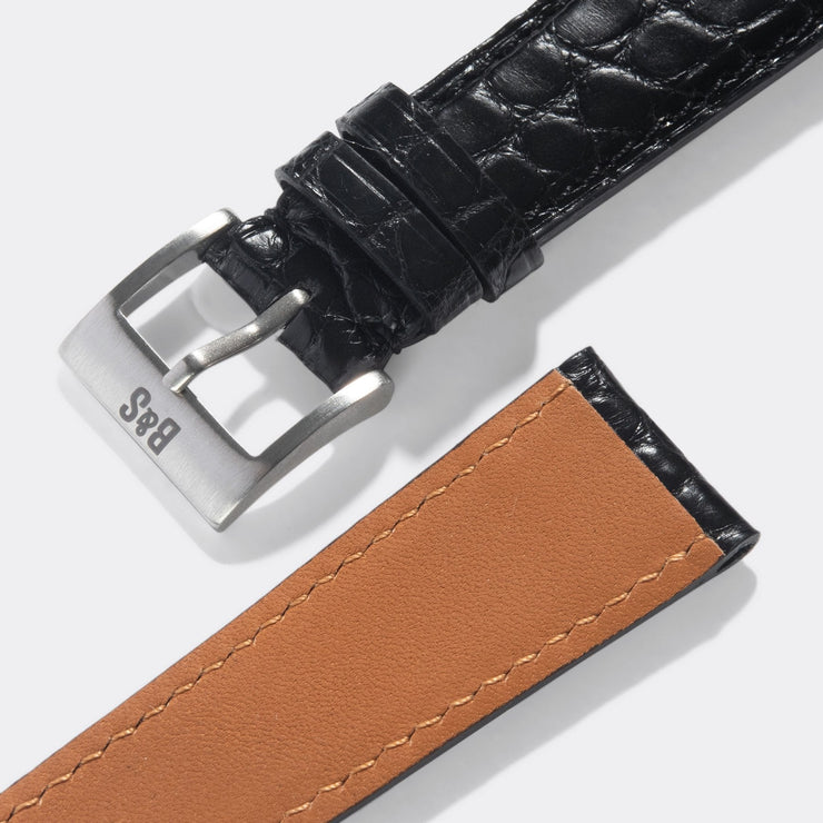 Black Alligator Leather Watch Strap