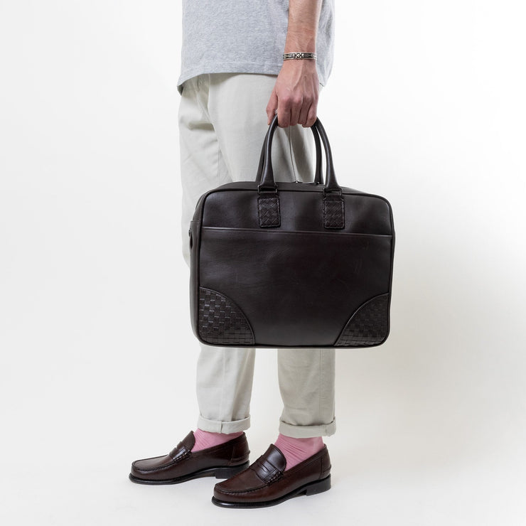 BOTTEGA VENETA BROWN INTRECCIATO BRIEFCASE