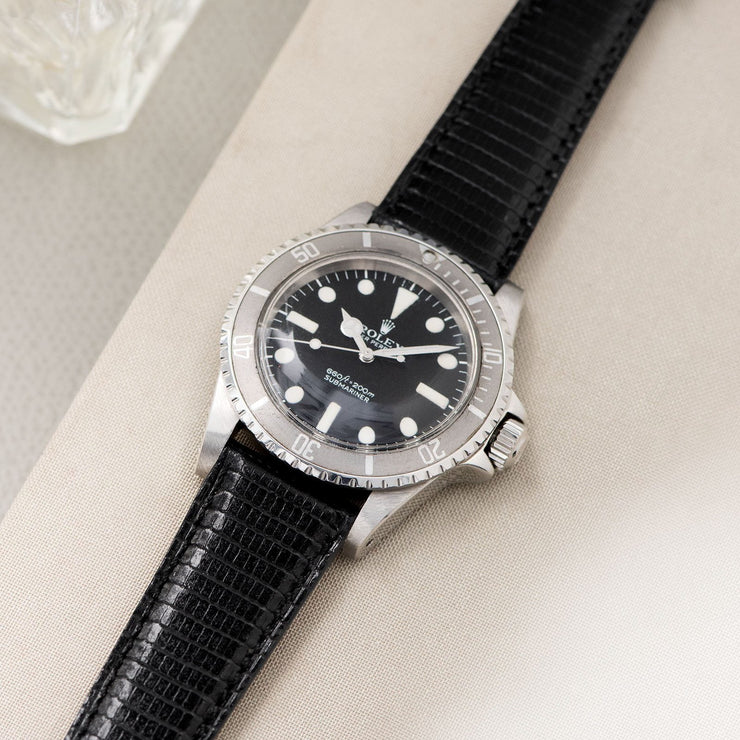 Brilliant Black Lizard Leather Watch Strap