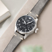 Rugged Grey Leather Watch Strap