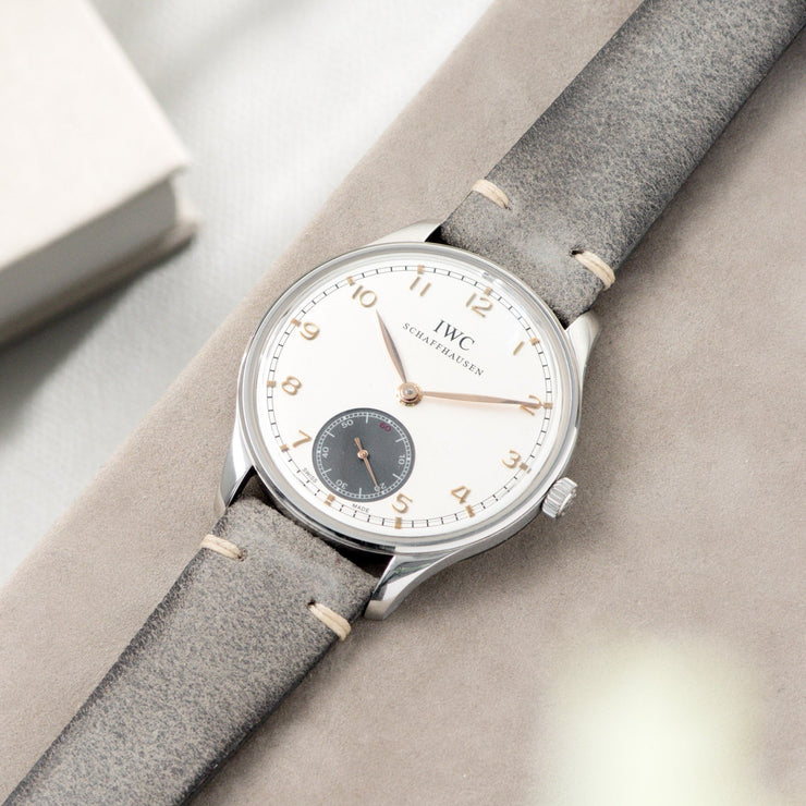 Rugged Grey Leather Watch Strap