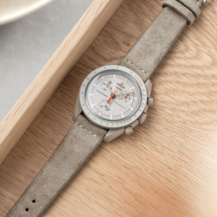 Concrete Grey Silky Suede Leather Watch Strap