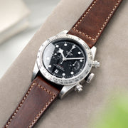 Siena Brown Boxed Stitch Leather Watch Strap