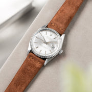 Cognac Brown Silky Suede Leather Watch Strap