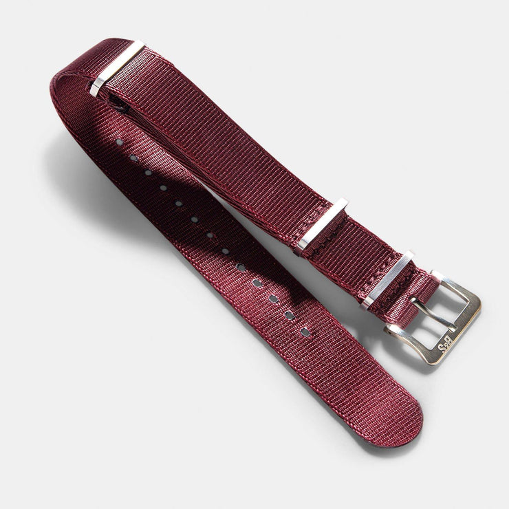 Deluxe Nylon Nato Watch Strap Burgundy Red