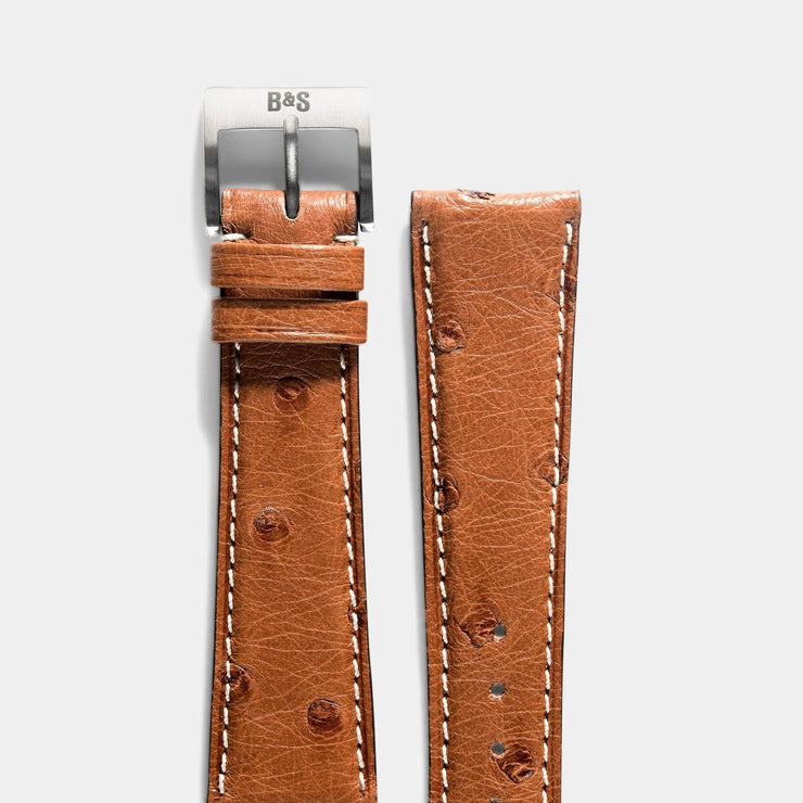 Cognac Brown Ostrich Leather Watch Strap