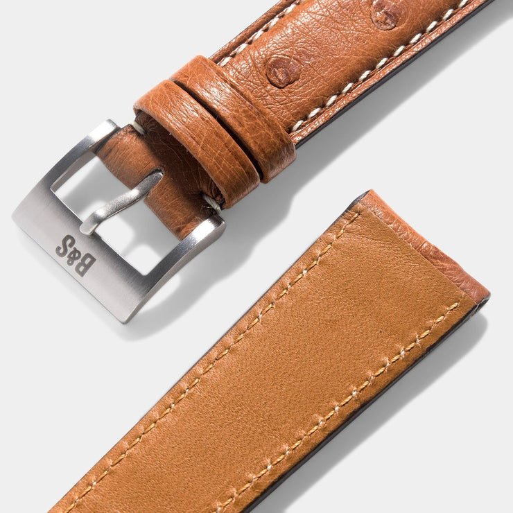 Cognac Brown Ostrich Leather Watch Strap