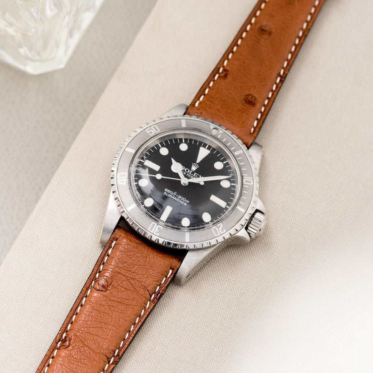 Cognac Brown Ostrich Leather Watch Strap