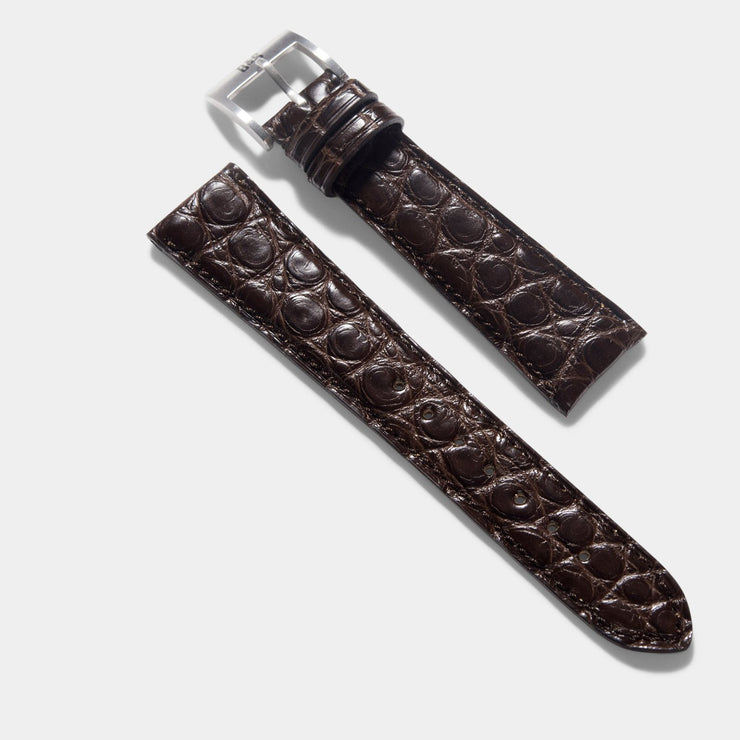 Dark Brown Alligator Leather Watch Strap