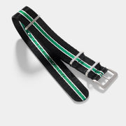 Deluxe Nylon Nato Watch Strap Black One Stripe Green