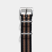 Deluxe Nylon Nato Watch Strap Black Two Stripe Bronze