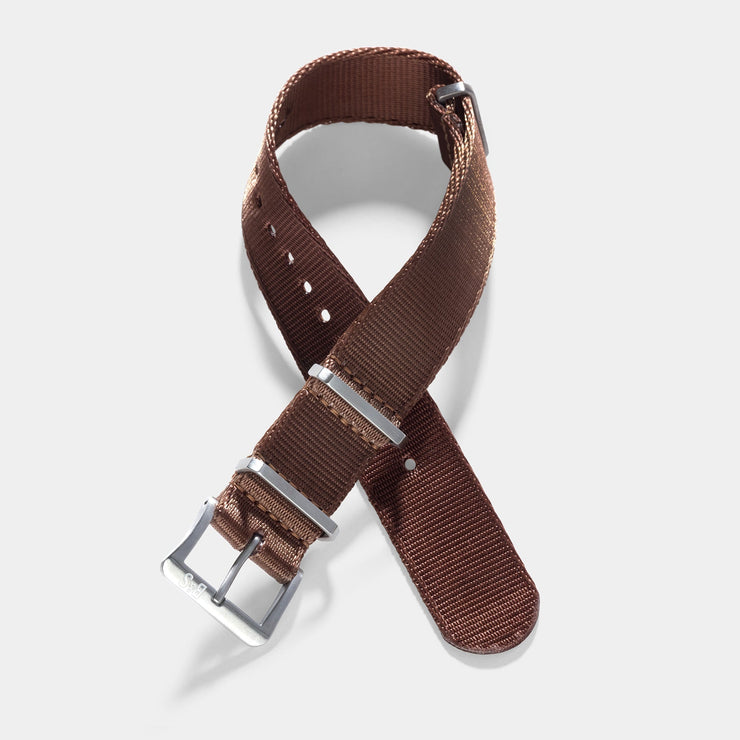 Deluxe Nylon Nato Watch Strap Brown