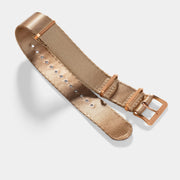 Deluxe Nylon Nato Watch Strap Coyote Brown - Rose Gold Brushed