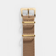 Deluxe Nylon Nato Watch Strap Coyote Brown - Gold