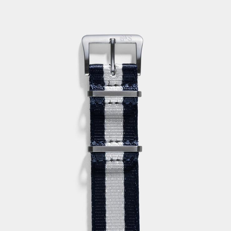 Deluxe Nylon Nato Watch Strap Navy White