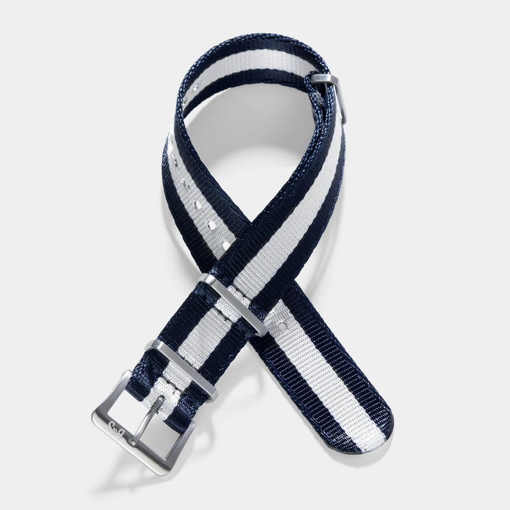 Deluxe Nylon Nato Watch Strap Navy White