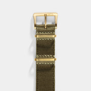 Deluxe Nylon Nato Watch Strap Olive Drab Green - Gold Brushed