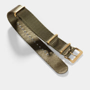 Deluxe Nylon Nato Watch Strap Olive Drab Green - Gold Brushed