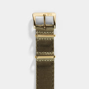 Deluxe Nylon Nato Watch Strap Olive Drab Green - Gold