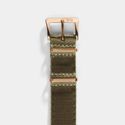 Deluxe Nylon Nato Watch Strap Olive Drab Green - Rose Gold