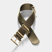 Deluxe Nylon Nato Watch Strap Olive Drab Green - Gold