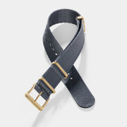 Deluxe Nylon Nato Watch Strap Pure Grey - Gold Brushed