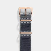 Deluxe Nylon Nato Watch Strap Pure Grey - Rose Gold Brushed