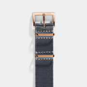 Deluxe Nylon Nato Watch Strap Pure Grey - Rose Gold