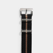 Deluxe Nylon Nato Watch Strap Black One Stripe Bronze