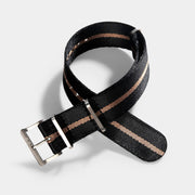 Deluxe Nylon Nato Watch Strap Black One Stripe Bronze