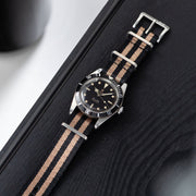 Deluxe Nylon Nato Watch Strap Black Two Stripe Bronze