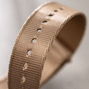 Deluxe Nylon Nato Watch Strap Coyote Brown - Gold Brushed