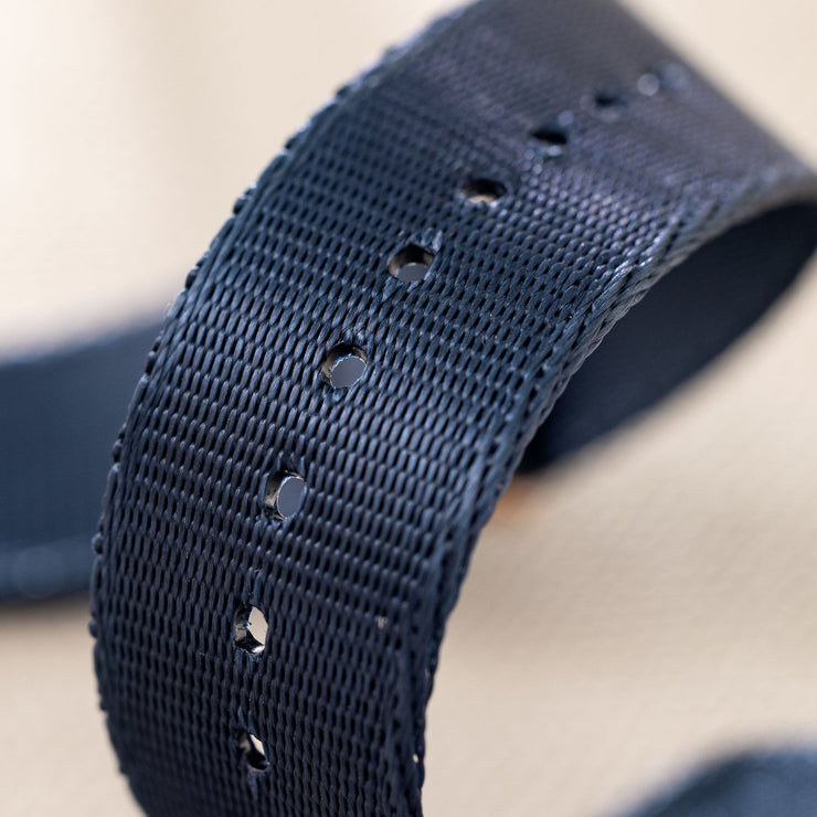 Deluxe Nylon Nato Watch Strap Navy Blue - Gold