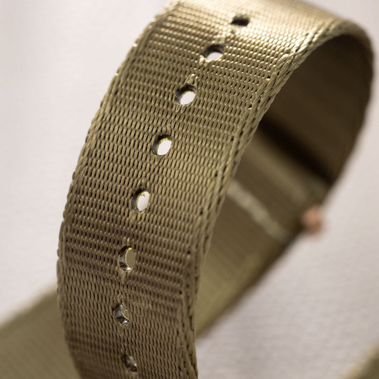 Deluxe Nylon Nato Watch Strap Olive Drab Green - Gold Brushed