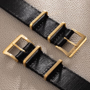 Deluxe Nylon Nato Watch Strap Pure Black - Gold