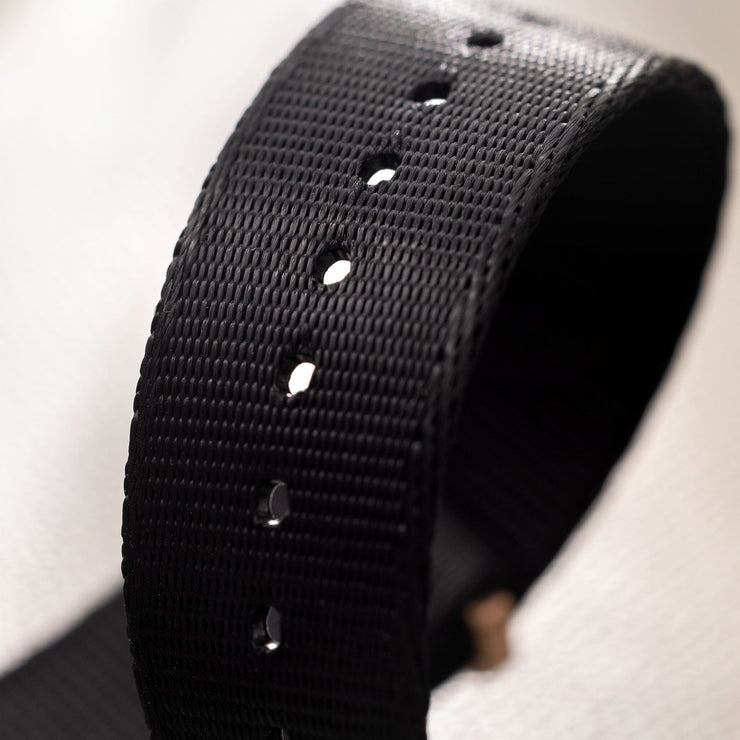 Deluxe Nylon Nato Watch Strap Pure Black - Gold