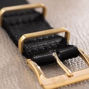 Deluxe Nylon Nato Watch Strap Pure Black - Gold