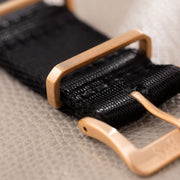 Deluxe Nylon Nato Watch Strap Pure Black - Rose Gold Brushed